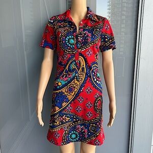 Vintage Paisley Print Mini Dress